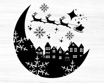 Christmas scene with Santa svg,Christmas svg,Santa Svg,cut files ,Digital Download