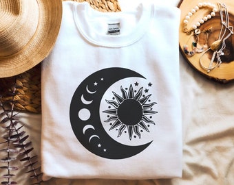 Sun And Moon Svg,boho svg,Celestial Svg,Moon phases svg, Magic Moon,cut files ,Digital Download
