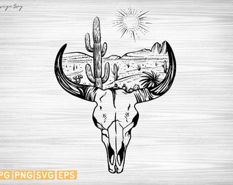 Cow Skull Desert SVG,Western,Country SVG,Cow Skull svg,Desert SVG,cut files ,Digital Download