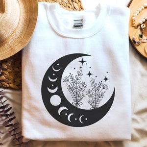 Floral moon svg,boho svg,Celestial Svg,Wildflowers svg,Moon phases svg, Magic Moon,cut files ,Digital Download