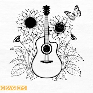 Guitar Sunflower svg, Western svg, Country Music Lover, Southern svg,cut files ,Digital Download