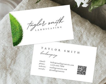 LANDSCAPING BUSINESS CARDS Template, Editable Lawn Care Business Cards Template, Mowing Business Cards Design, Landscape Designer Business