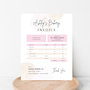 Bakery Invoice Template – Editable Canva Billing Form for Custom Cakes, Home Bakers, Cupcake Orders & Bakery Services | Instant Download