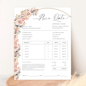 Editable PRICE QUOTATION Template – Canva Estimate Form for Small Businesses, Freelancers & Service Providers – Instant Download