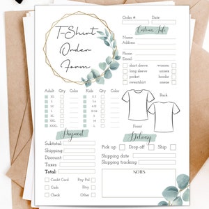 TSHIRT ORDER FORM Template – Editable Canva Sales Tracker for Custom Apparel, Screen Printing & Small Business Orders – Instant Download