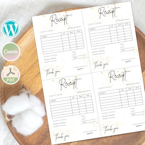 EDTABLE RECEIPT TEMPLATE, Receipt Form Canva Template, Custom Receipt Word Document for Small Business Owners, Printable Receipt Invoice