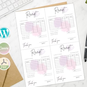 EDTABLE RECEIPT TEMPLATE, Receipt Form Canva Template, Custom Receipt Document for Small Business Owners, Printable Receipt Invoice