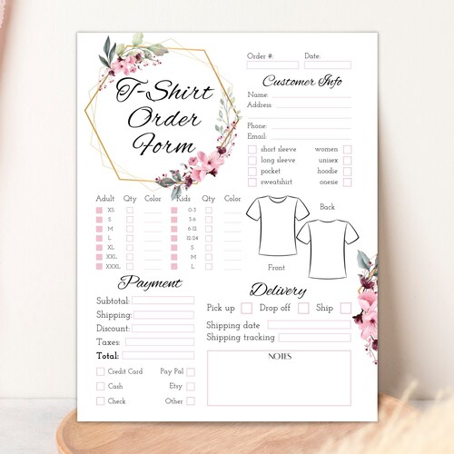 T SHIRT ORDER FORM Canva Template Editable and Printable - Etsy