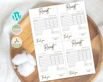 EDTABLE RECEIPT VORLAGE, Quittungsformular Canva-Vorlage, benutzerdefinierte Quittung Word-Dokument für Kleinunternehmer, druckbare Quittungsrechnung