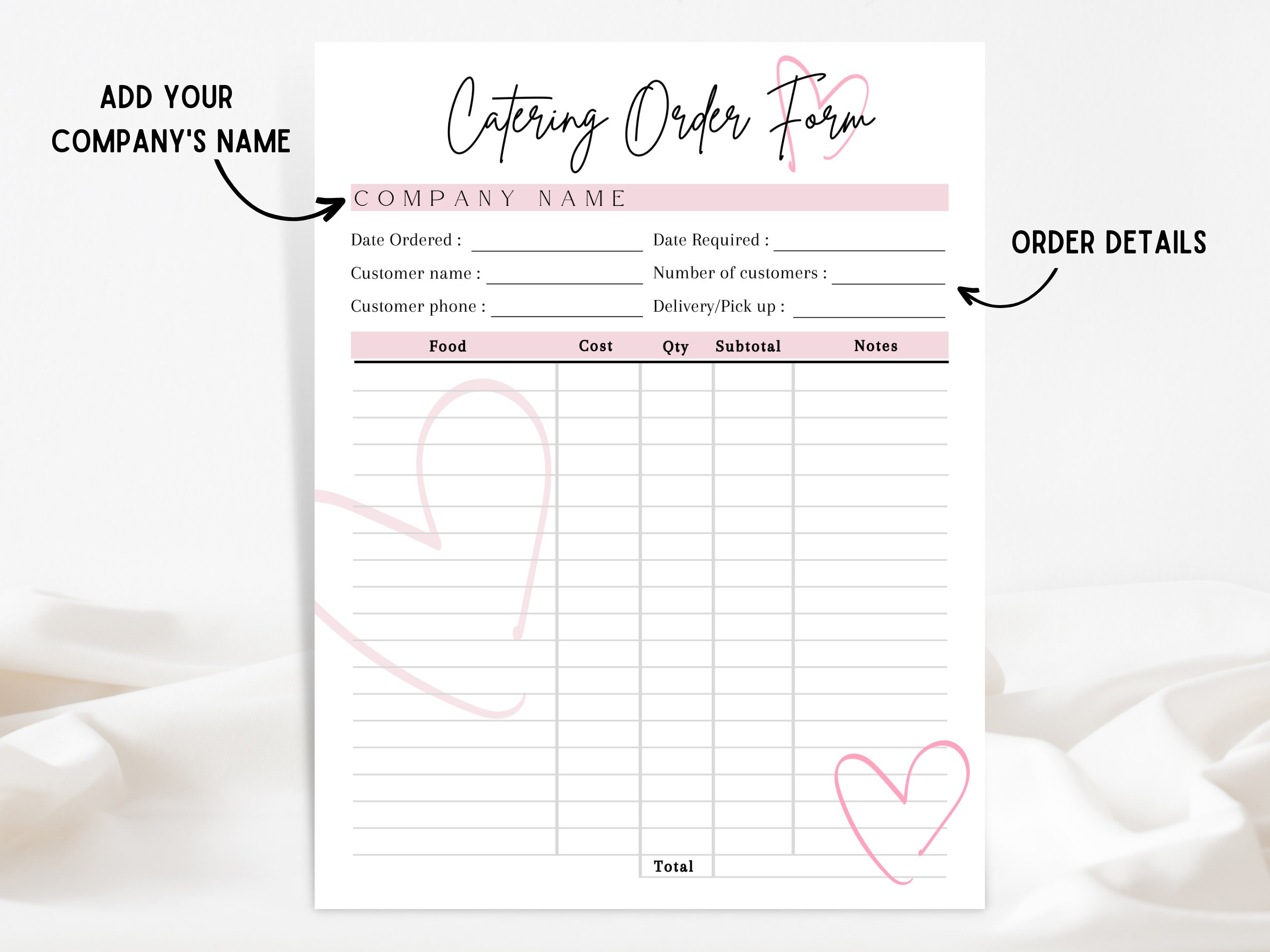 printable catering order form Images High Quality... EDITABLE CATERING ORDER Form, Printable Catering Order Form Template ...