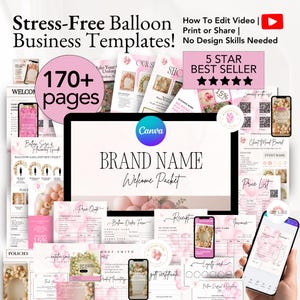 BALLON BUSINESS PAKET, Ballon Bestellformular, Ballon Künstler Vertragsvorlage, Ballon Visitenkarten, Ballongirlande Preisliste Canva