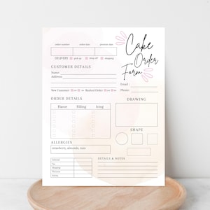 Bearbeitbares KUCHEN-BESTELL-FORMULAR - Individuell anpassbares Canva-Bestellblatt für Bäcker, Cupcake-Shops und Hausbäckereien - Sofort-Download