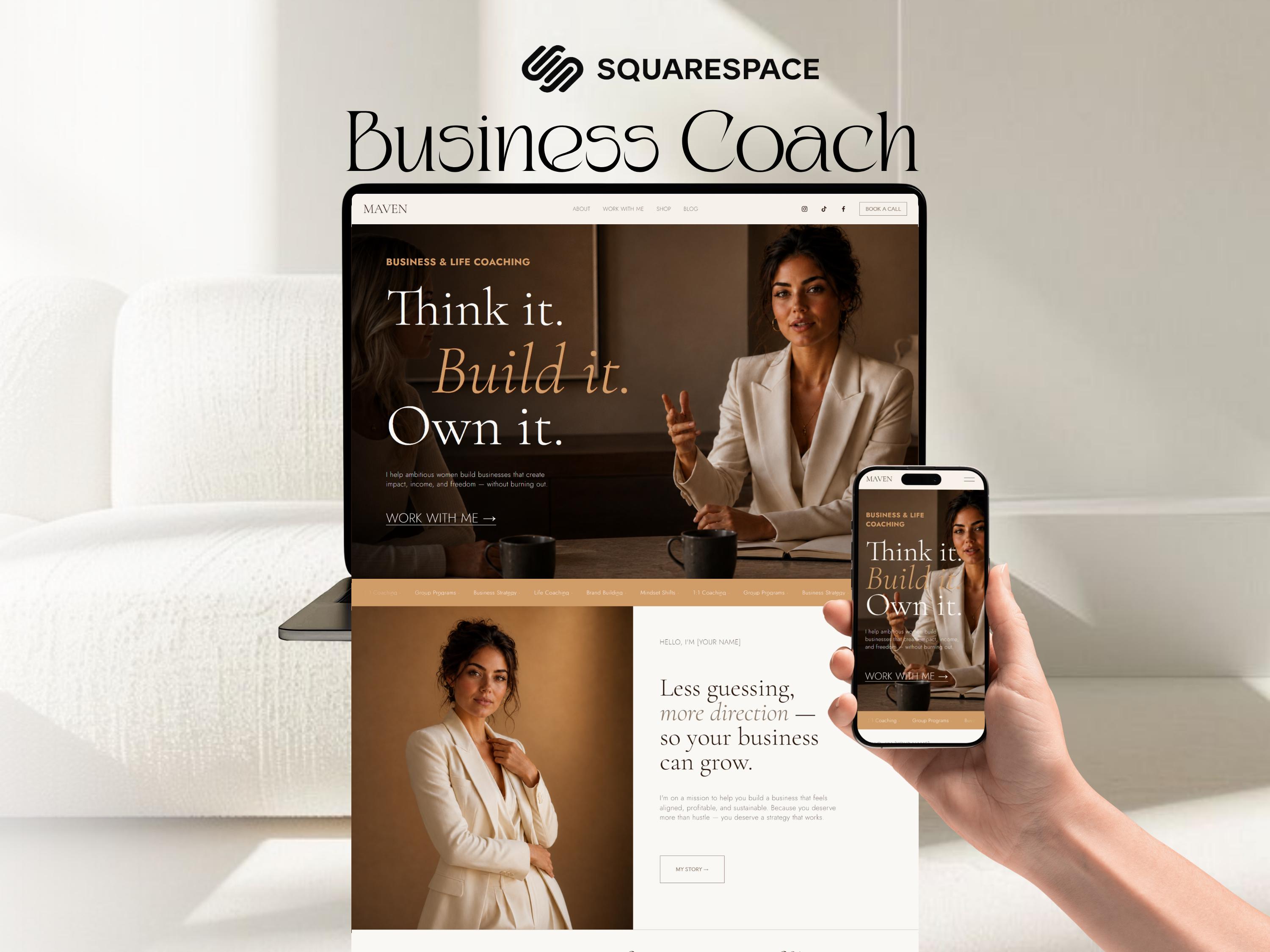 COACH WEBSITE TEMPLATE, Business Coach Squarespace Website, Life Coach Squarespace 7.1 Design, Luxury Personal Brand Website, Booking Page
