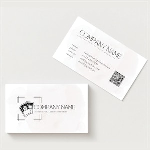 Modèle de cartes de visite PHOTO BOOTH – Design canva modifiable avec code QR pour les photographes d'événements, les stands 360 et les services de location de fêtes