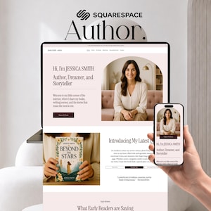 AUTOREN WEBSEITE VORLAGE - Bearbeitbares Squarespace Design für Schriftsteller, Romanschriftsteller und selbstveröffentlichte Autoren | Für Handys optimierte Autoren-Webseite