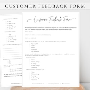 MODULO FEEDBACK CLIENTE, Modello recensione cliente, Foglio feedback cliente, Modulo sondaggio cliente, Modello servizio clienti, Feedback modificabile