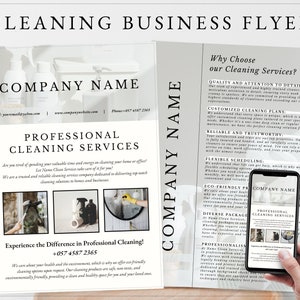 Modelo de panfleto para serviços de limpeza – Design editável do Canva para empresas de limpeza doméstica, serviços de limpeza doméstica, faturamento do Airbnb e serviços de zeladoria | Download instantâneo