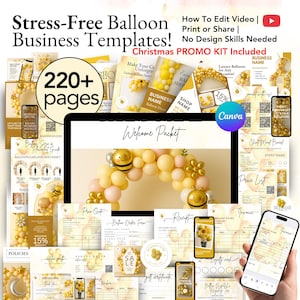 Kit de inicio de negocio con globos - Plantillas editables de Canva