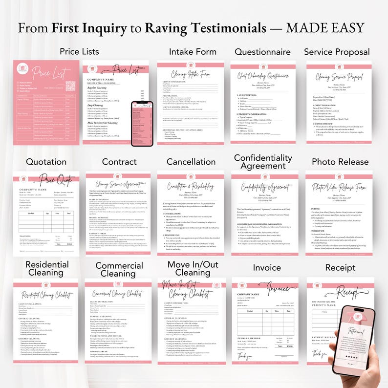 Canva template pack for cleaning companies with cohesive branding, seasonal materials, and client onboarding tools Canva template pack for cleaning companies with cohesive branding, seasonal materials, and client onboarding tools