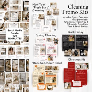 Modern social media marketing kit for cleaning services with 120+ Instagram and story templates to grow your cleaning business online.