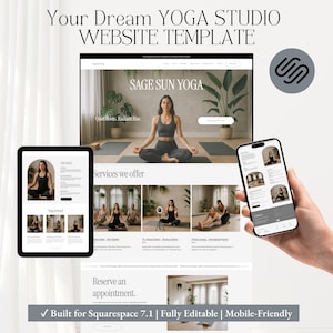 YOGA WEBSITE TEMPLATE – Editable Squarespace Design for Yoga Instructors, Pilates, Wellness Retreats & Meditation Coaches