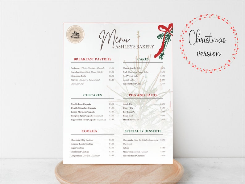 An image displaying a Bakery Price List Template, designed to help manage and showcase bakery products. This digital product image showcases a Price List Template Bakery, catering to the specific needs of bakeries and cake shops.