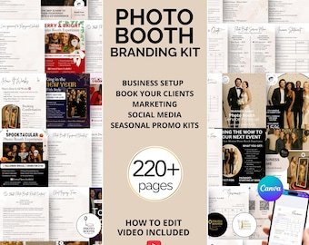 PHOTO BOOTH BRANDING Kit – Editable Canva Templates for Business Cards, Flyers, Price Menus & Logo for 360 Booth Startups and Event Vendors