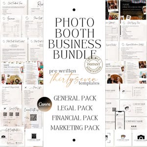 Pacchetto PHOTO BOOTH BUSINESS. Modello di contratto Photo Booth. Volantino Photo Booth. Biglietti da visita Photo Booth a 360°. Modello di logo Photo Booth