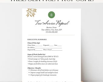 Plantilla de propuesta de servicio de árboles / Formulario de presupuesto editable para la tala y poda de árboles / Propuesta comercial de arborista / Descarga instantánea