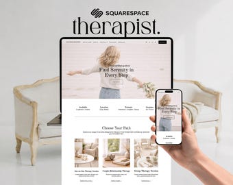 Plantilla web para terapeutas de trauma: diseño editable de Squarespace para EMDR, terapia holística, asesoramiento, coaches de salud mental y asistentes virtuales.