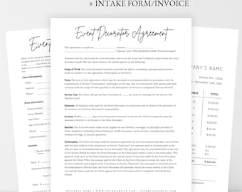 EVENT DECORATOR CONTRACT Template, Event Décor Contract, Wedding Decorating Contract for Wedding Planner, Event Decorating Service Agreement