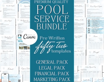 POOL SERVICE BUSINESS Bundle – Editable Canva Cleaning Forms, Service Agreement, Invoice, Checklist & Templates for Pool Companies