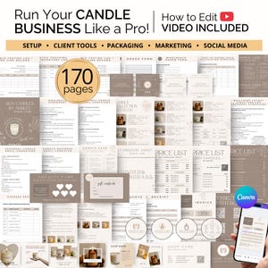 CANDLE BRANDINK KIT with Logo – Editable Canva Templates for Candle Labels, Care Cards, Order Forms, Thank You Cards & Business Branding