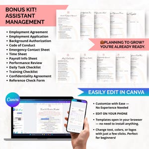 Staff management templates for growing daycares including employment agreements, training checklists, performance reviews, payroll info, and confidentiality forms