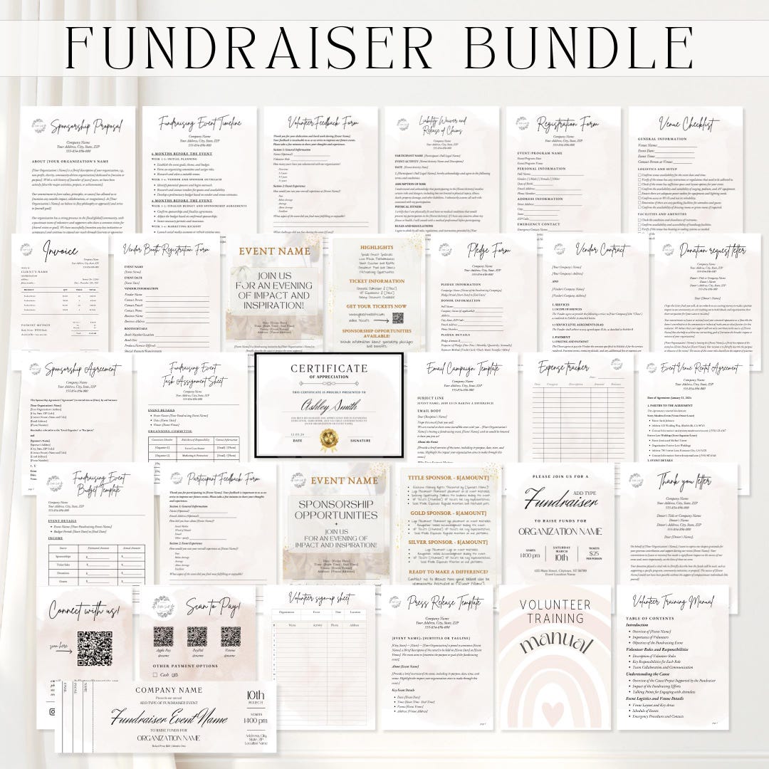 FUNDRAISER FORMS Bundle - Editable Canva Templates for Nonprofit ...