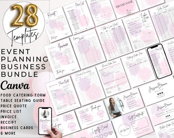 EVENT PLANNER BUSINESS Bundle, Event Planner Template Bundle, Event Planning Business Cards, Catering Order Form, Table Seating Chart