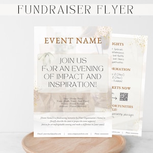 Modelo de panfleto para arrecadação de fundos – Design editável do Canva para eventos sem fins lucrativos, arrecadações de fundos escolares, galas beneficentes e campanhas de arrecadação de fundos para igrejas, download instantâneo