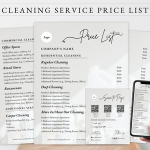 CLEANING BUSINESS PRICE List, Cleaning Service Price List, Commercial Cleaning Price Sheet, Cleaning Pricing Template, Cleaning Prices