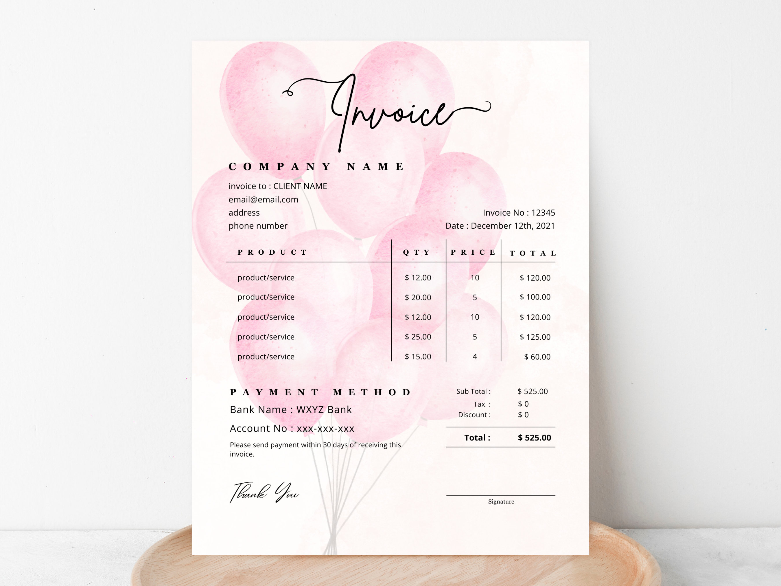 BALLOON INVOICE TEMPLATE Editable Balloon Artist Invoice Etsy BALLOON INVOICE TEMPLATE Editable Balloon Artist Invoice Etsy