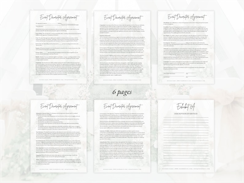 EVENT DECORATOR CONTRACT Template Event Décor Contract Etsy