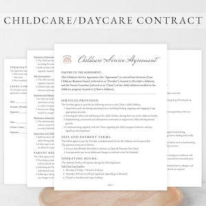 MODÈLE DE CONTRAT DE GARDE, Contrat de garde d&#39;enfants, Entente de services de garde d&#39;enfants, Modèle de contrat de services de garde d&#39;enfants, Formulaire commercial de garde d&#39;enfants
