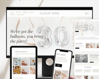 BALLOON WEBSITE TEMPLATE. Balloons Squarespace Website Template. Online Store Template for Balloons. Squarespace Template 7.1