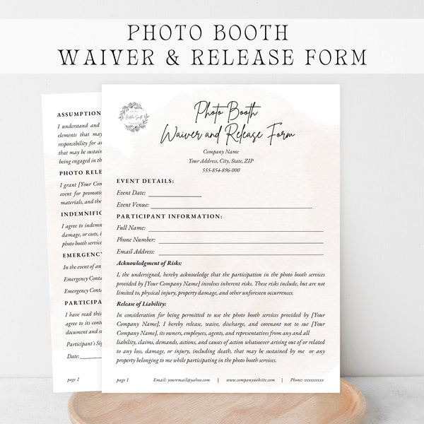 PHOTO BOOTH WAIVER and Release Form. Photobooth Liability Waiver. Photo Release Form. Photo Booth Rental Agreement. 360 Photo Booth Waiver.