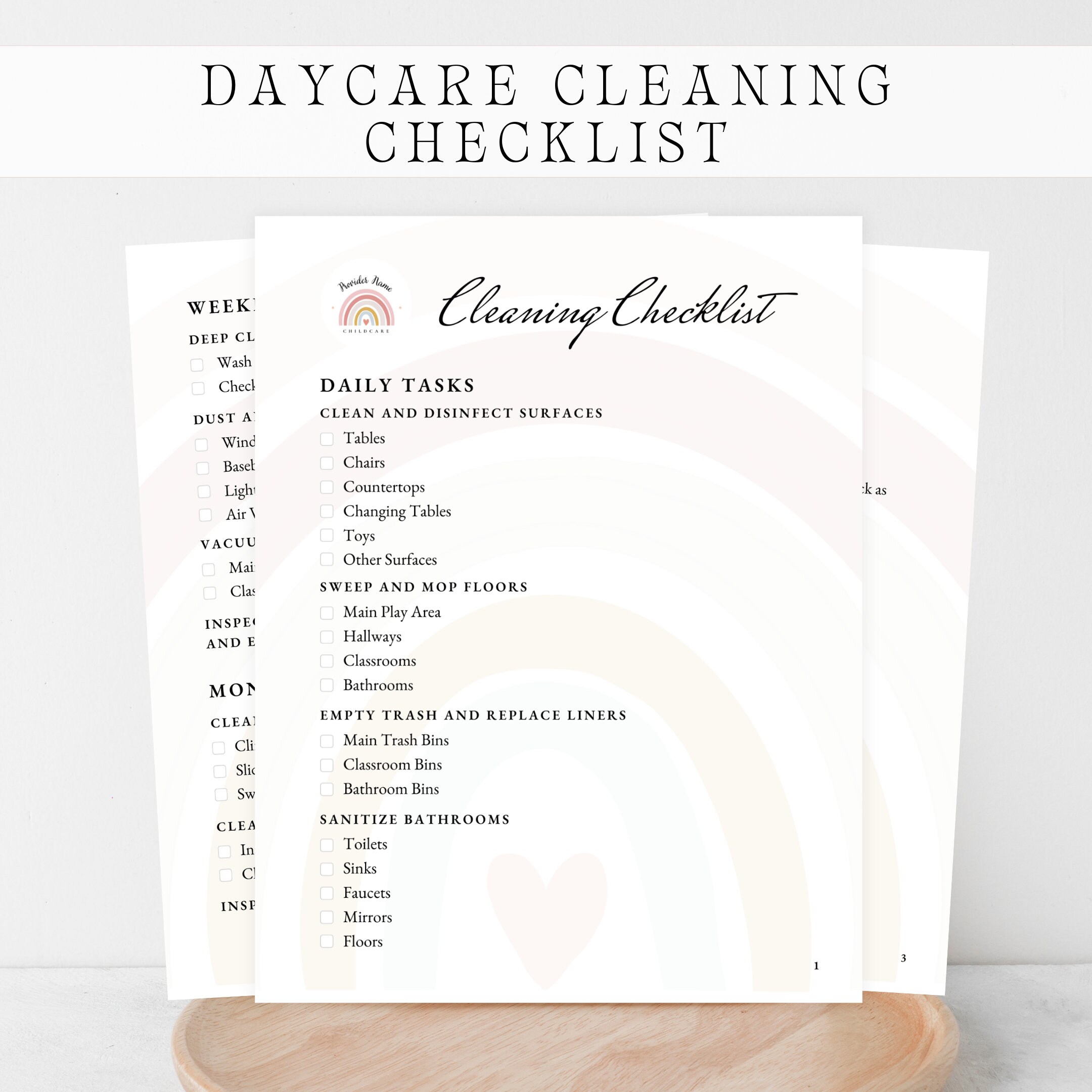 DAYCARE CLEANING CHECKLIST. Childcare Facility Cleaning Checklist