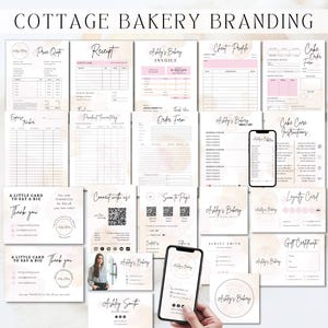 COTTAGE BAKERY BRANDING Kit – bewerkbare canvassjablonen voor thuisbakkers, aangepast logo, bestelformulieren, prijsfiches en bedankkaarten