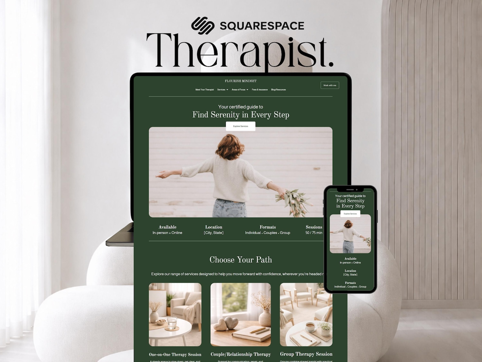 THERAPIST WEBSITE DESIGN – Editable Squarespace Template for ...