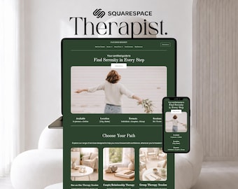 THERAPIST WEBSITE DESIGN – Editable Squarespace Template for Psychologists, Counselors, Coaches & Wellness Professionals