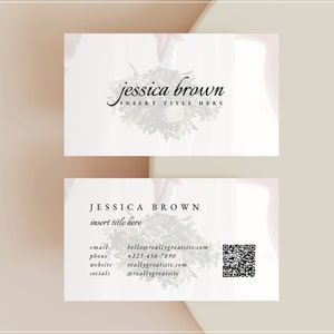FLORIST BUSINESS Card Template – Editable Canva Card Design with QR Code for Flower Shops, Wedding Florists & Floral Branding