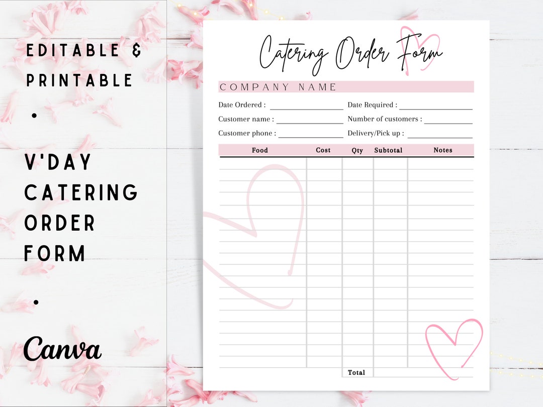 EDITABLE CATERING ORDER Form Printable Catering Order Form - Etsy