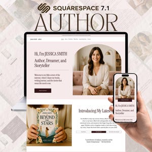 WEBSITESJABLOON AUTEUR – bewerkbaar Squarespace-ontwerp voor schrijvers, romanschrijvers en zelfgepubliceerde auteurs | Mobielvriendelijke auteurswebsite